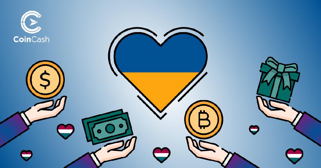 Ukrán zászló a közepén szívekkel, az alján magyar zászló mintás szívet nyújtó kezekkel